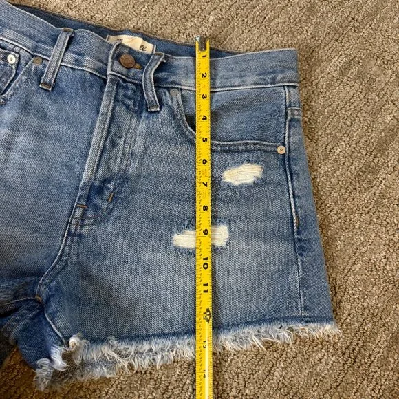 Madewell Women's Denim Jean Shorts Distressed High-Rise Relaxed Frayed Size 27 - Picture 10 of 11